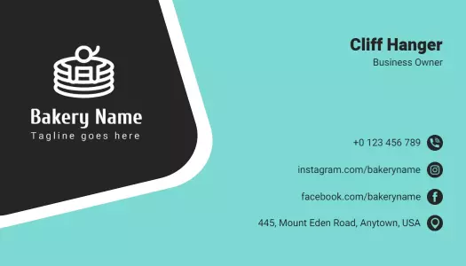 Playful Turquoise Bakery Logo Design Business Card Template