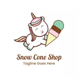 Playful Unicorn Enjoying Colorful Ice Cream Cone Logo Template