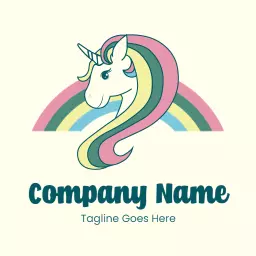 Playful Unicorn with Rainbow Elements Themed Logo Template