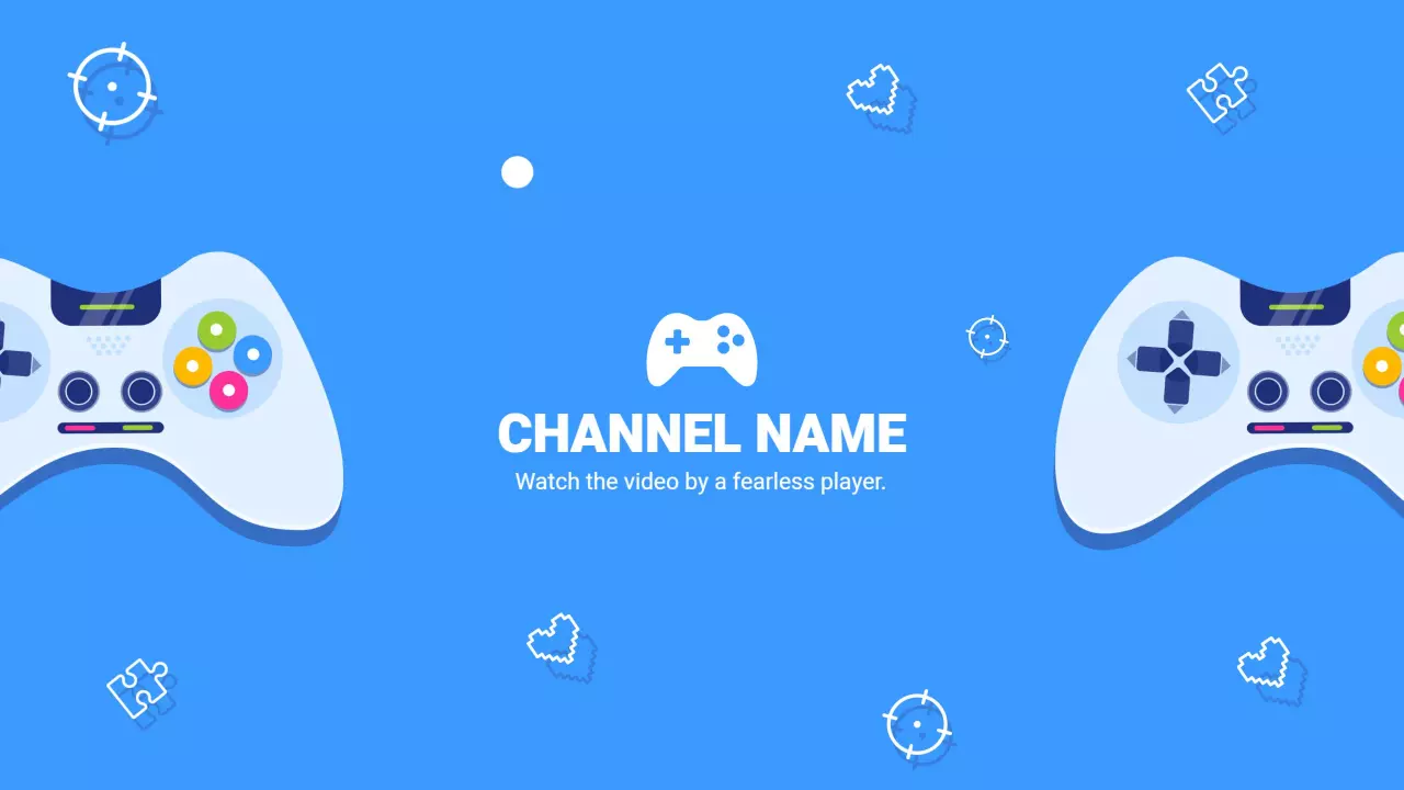 Playful Video Game Controllers on Blue Background Banner Template