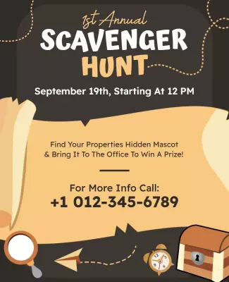 Playful Vintage Scavenger Hunt Adventure Poster Template