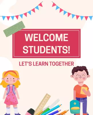 Playful Welcome Students Learning Together Poster Template