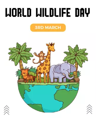 Playful Wildlife Illustration for World Wildlife Day Poster Template