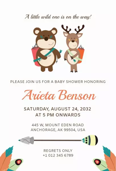 Playful Woodland Animals Baby Shower Celebration Invitation Template