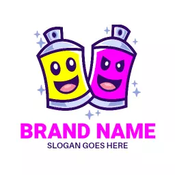 Playful Yellow and Pink Spray Cans Celebrate Graffiti Art Logo Template