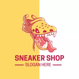 Playful Yellow and White Sneaker Shop Fashion Logo Template