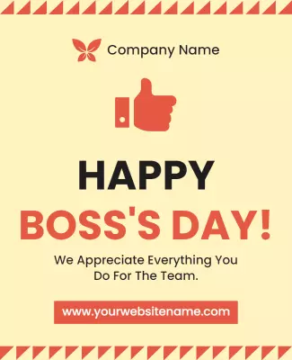 Playful Yellow Boss's Day Appreciation Greeting Poster Template