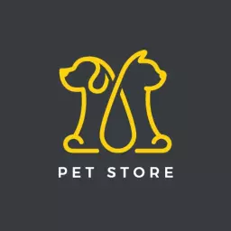 Playful Yellow Cartoon Dogs Represent Pet Store Logo Template