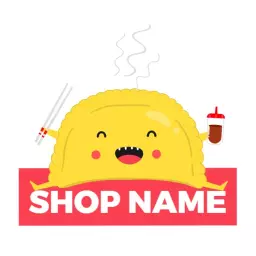 Playful Yellow Character Design for Food Shop Logo Template