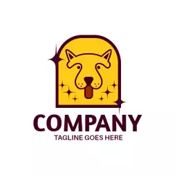 Playful Yellow Dog Design Representing Pet Care Services Logo Template