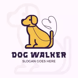 Playful Yellow Dog Illustrating Happy Dog Walker Logo Template
