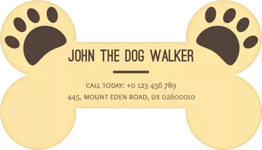 Playful Yellow Dog Walker Themed Visiting Card Template