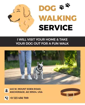 Playful Yellow Dog Walking Service Advertisement Poster Template