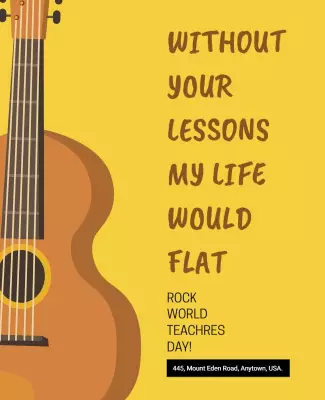 Playful Yellow Music Appreciation Teacher's Day Poster Template