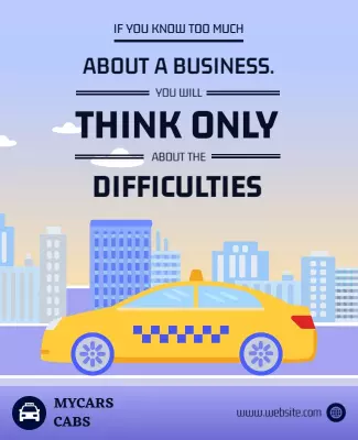 Playful Yellow Taxi Business Quote Poster Template