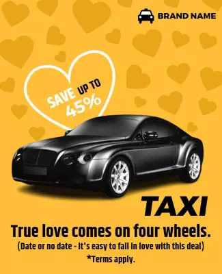 Playful Yellow Taxi Promotion for True Love Poster Template
