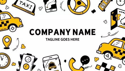 Playful Yellow Taxi Service Illustrated Business Card Template