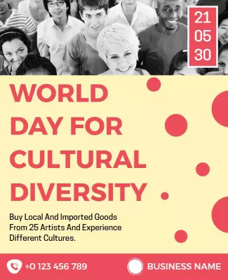Playful Yellow World Day for Cultural Diversity Poster Template
