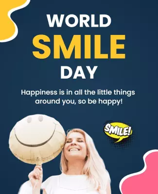 Playful Yellow World Smile Day Celebration Poster Template