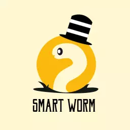 Playful Yellow Worm Character with a Top Hat Logo Template