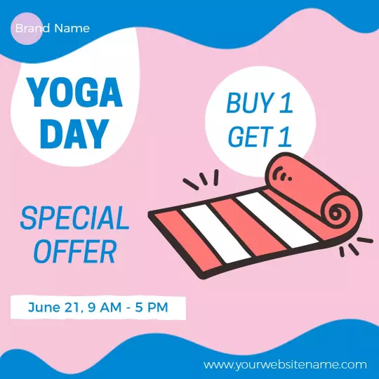 Playful Yoga Day Promotion with Special Offer Ad Template