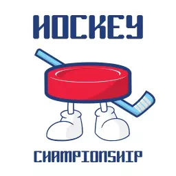 Playoff Championship Emblem Featuring a Puck and Stick Logo Template