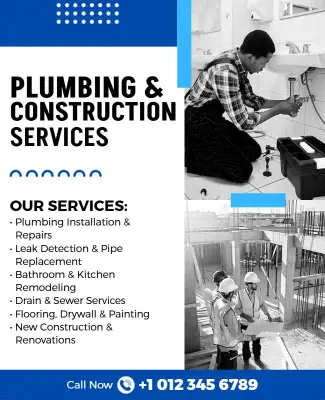 Plumbing and Construction Services Flyer Template