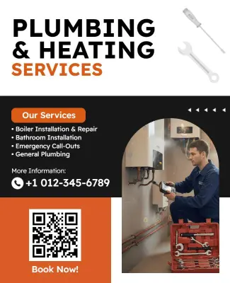 Plumbing and Heating Service Advertisement Flyer Template