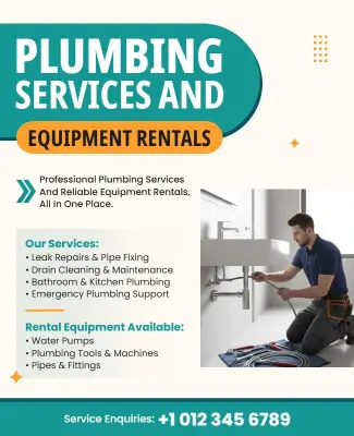 Plumbing Services and Equipment Rentals Flyer Template