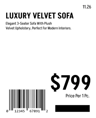 Plush Velvet Sofa Promotion Barcode Flyer Template