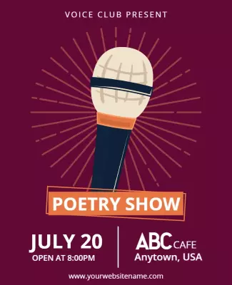 Retro Microphone Design for Poetry Show Event Flyer Template