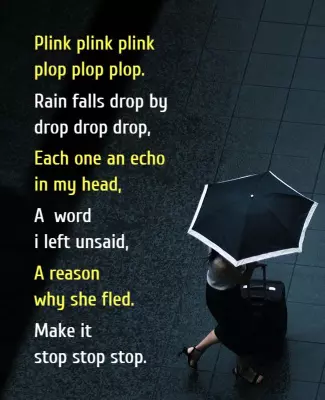 Poignant Black Rainy Day Reflection Poetry Poster Template