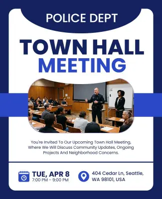Police Department Town Hall Meeting Flyer Template