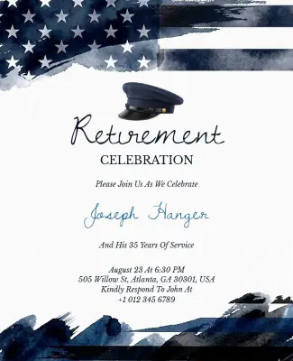 Police Officer Retirement Celebration Invitation Flyer Template