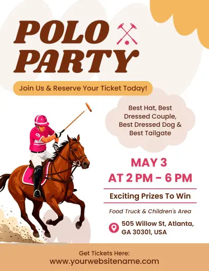 Polo Party Event Poster Template