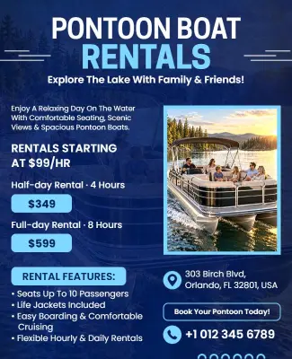 Pontoon Boat Rental Service Flyer Template