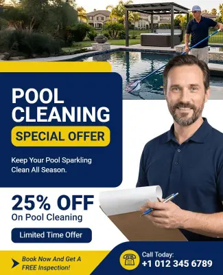 Pool Cleaning Service Discount Offer Flyer Template