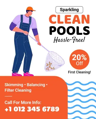 Pool Cleaning Service Promotional Flyer Template
