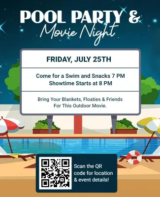 Pool Party and Movie Night Event Flyer Template