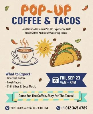 Pop-up Coffee and Taco Event Flyer Template
