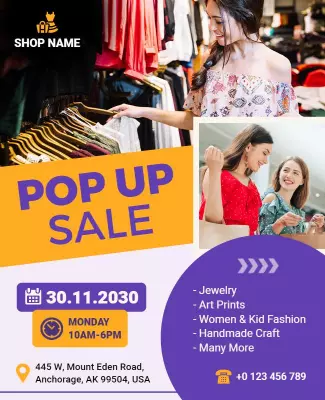 Pop Up Fashion Sale Event Flyer Template