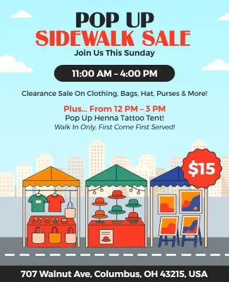 Pop up Sidewalk Sale Event Flyer Template