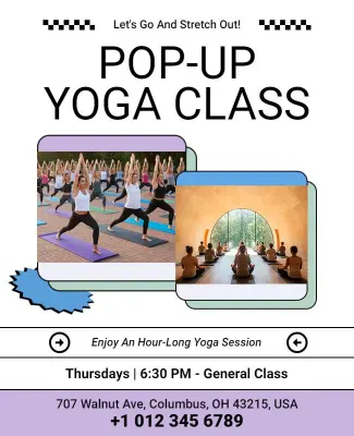 Pop-up Yoga Class Promotional Flyer Template