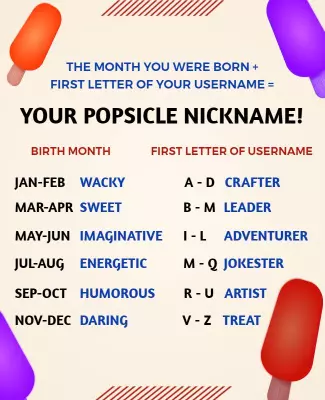 Popsicle Nickname Game Flyer Template