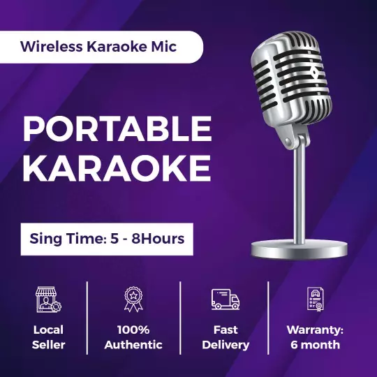 Portable Wireless Karaoke Mic with 5-8 Hours Sing Time Ad Template