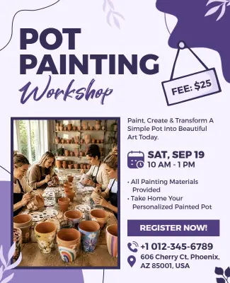 Pot Painting Workshop Event Flyer Template