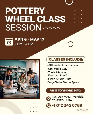 Pottery Wheel Class Session Promotional Flyer Template