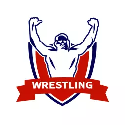Powerful Athlete Celebrating Victory in Wrestling Logo Template