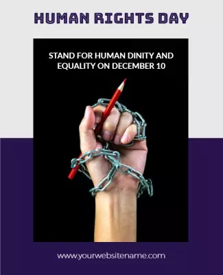 Powerful Black and Purple Human Rights Activism Poster Template
