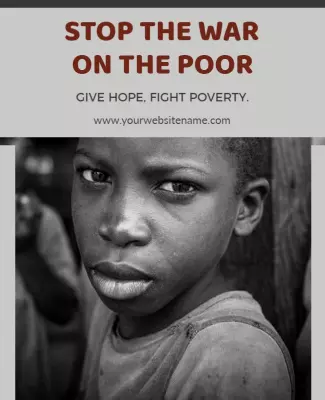 Powerful Black and White Anti-Poverty Advocacy Poster Template